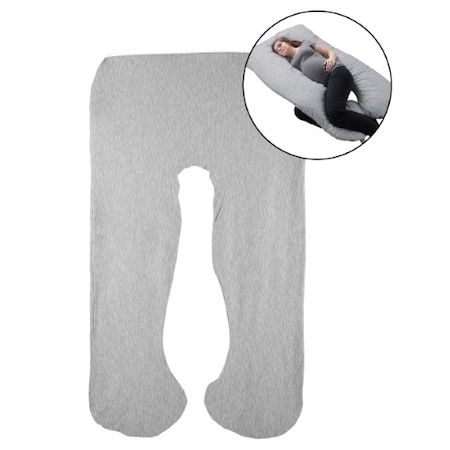 Hastings Home Full Body 100 percent Cotton Replacement Pillowcase U-Shaped with Zipper for Body/Pregnancy (Gray) 437865JBD